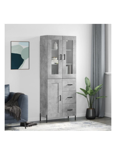 Sonata H Висок шкаф, бетонно сив, 69,5x34x180 см, инженерно дърво