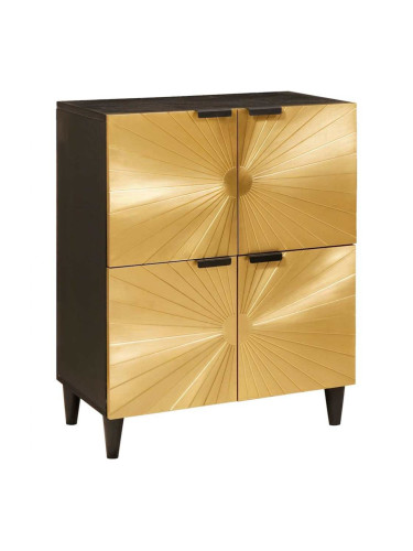 Sonata H Страничен шкаф със съхранение Черен и златен 60 x 33.5 x 75 см