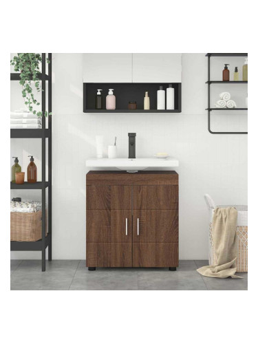 Sonata H Шкаф за баня с мивка с врата TULUM Кафяв дъб 60 x 34 x 63 см