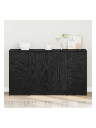 Sonata H Служебен шкаф 3 pcs Черен дъб 121 x 30 x 70 см Инженерно дърво