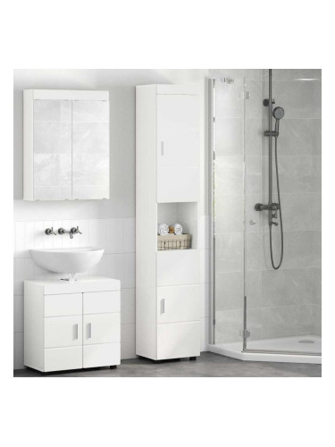 Sonata H Шкаф за баня TULUM Бяло Със Силен Гланц 37 x 31.5 x 203 см