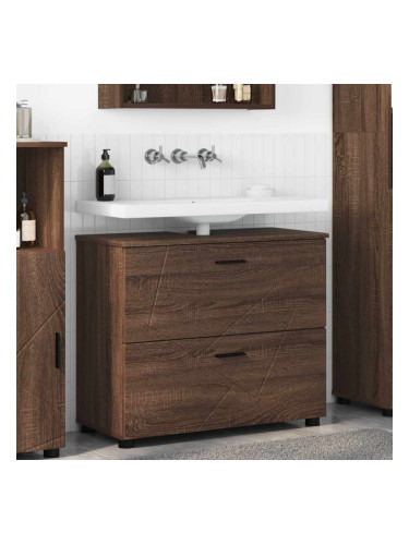 Sonata H Шкаф за баня Кафяв дъб 76.5 x 35 x 64 см Инженерно дърво