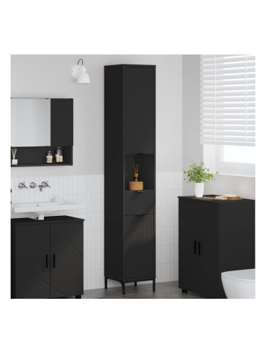 Sonata H Висок шкаф за баня Черно 31.5 x 33 x 190 см Инженерно дърво