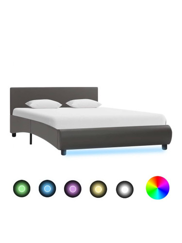 Sonata H Рамка за легло с LED, сива, изкуствена кожа, 120x200 cм