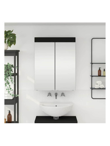 Sonata H Шкаф с огледало за баня с рафт TULUM Черно 60 x 16,5 x 78 см