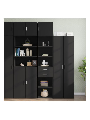 Sonata H Тесен шкаф за съхранение черен 45x42,5x225 см инженерно дърво