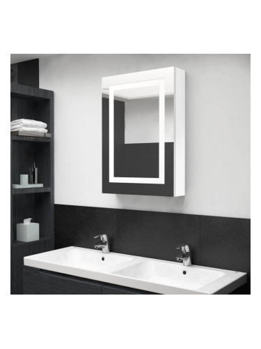 Sonata H LED шкаф с огледало за баня, сияйно бяло, 50x13x70 см