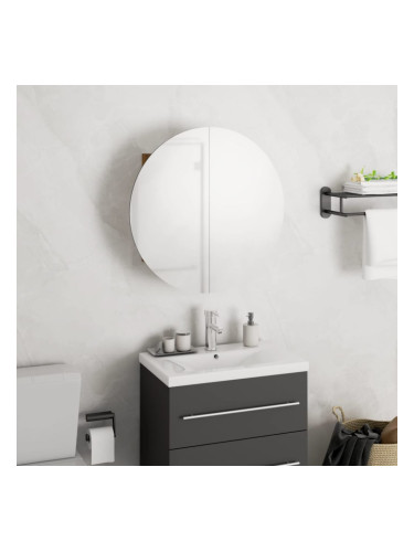 Sonata H Шкаф за баня с кръгло огледало и LED, дъб, 40x40x17,5 см