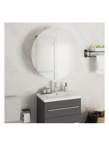 Sonata H Шкаф за баня с кръгло огледало и LED, дъб, 47x47x17,5 см