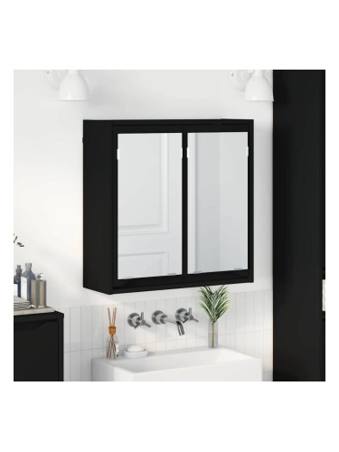 Sonata H Шкаф с огледало за баня Черно 60 x 20 x 60 cm Инженерно дърво