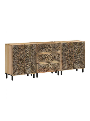 Sonata H Странични шкафове 3 бр 60x33x75 см манго масивно дърво