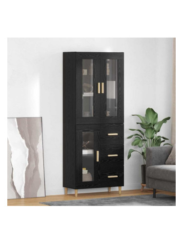 Sonata H Висок шкаф Монтиране на стена 2 pcs Черния дъб Инженерно дърво