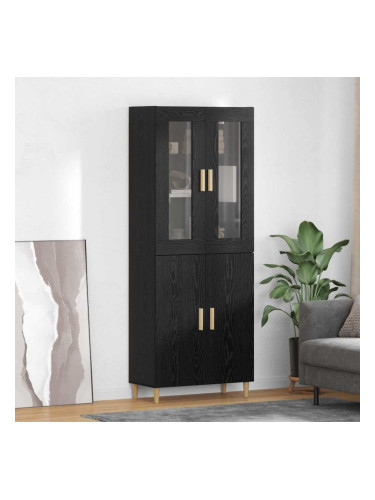 Sonata H Висок шкаф Монтиране на стена 2 pcs Черния дъб Инженерно дърво
