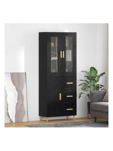 Sonata H Висок шкаф Монтиране на стена 2 pcs Черния дъб Инженерно дърво