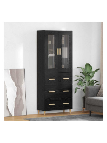 Sonata H Висок шкаф Монтиране на стена 2 pcs Черния дъб Инженерно дърво