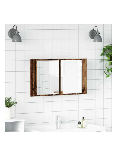Sonata H Шкаф с огледало за баня с рафт Старо дърво 80 x 12 x 45 см