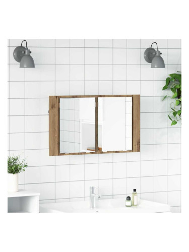 Sonata H Шкаф с огледало за баня Дъб 80 x 12 x 45 см Инженерно дърво