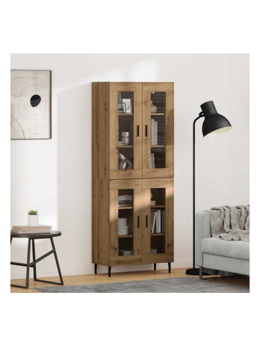 Sonata H Висок шкаф 2 pcs Дъб Инженерна дървесина и стъкло