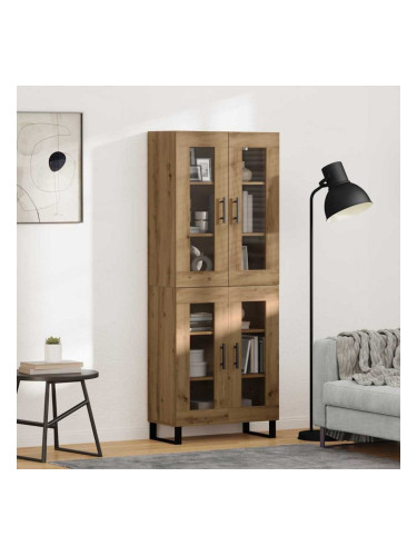 Sonata H Висок шкаф 2 pcs Дъб Инженерна дървесина и стъкло