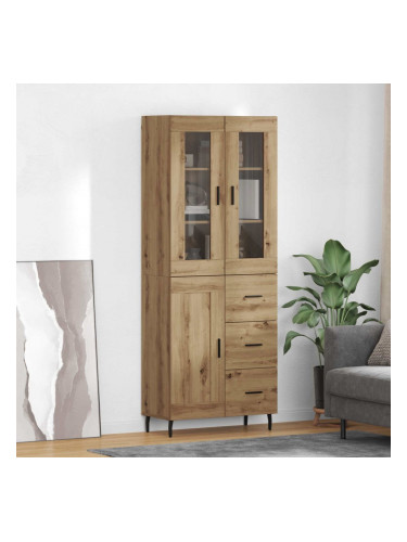 Sonata H Висок шкаф с чекмедже 2 pcs Дъб Инженерна дървесина и стъкло