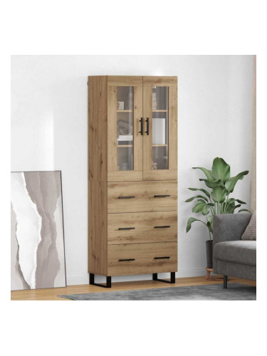 Sonata H Висок шкаф с чекмедже 2 pcs Дъб Инженерна дървесина и стъкло