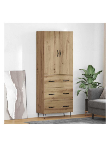 Sonata H Висок шкаф с чекмедже 2 pcs Дъб Инженерна дървесина и стъкло