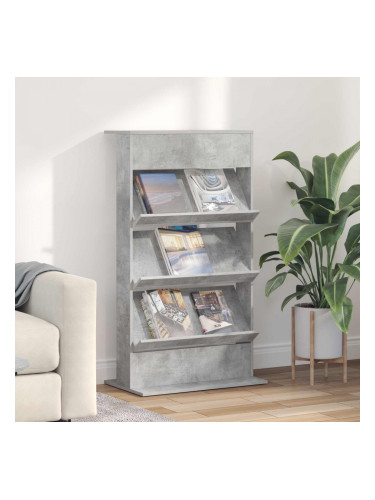 Sonata H Етажерка за списания с рафт Циментено сиво 70 x 41 x 126 см