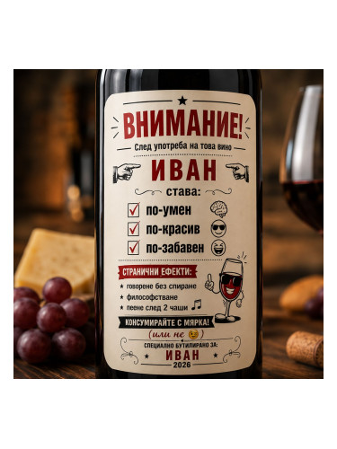 Етикети за бутилки - Внимание Иван