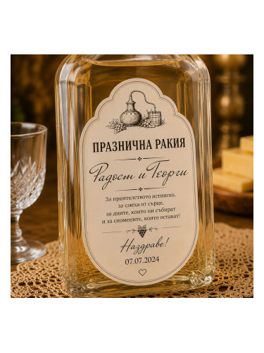 Етикети за бутилки - Празнична ракия Наздраве