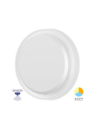 LED плафон със сензор, 18W, 230VAC, 2020lm, 3в1, IP65, BC18-30780, кръг