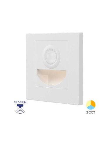 LED луна за стълби, със сензор, за вграждане, 1.5W, кръг, 230VAC, 90lm, 3в1, бял, BH07-00380