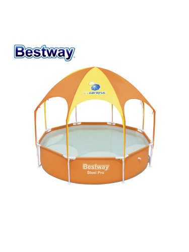 Басейн детски с мет. конструкция, 244x51см, Bestway 56432 Steel Pro, с покривало тип сенник