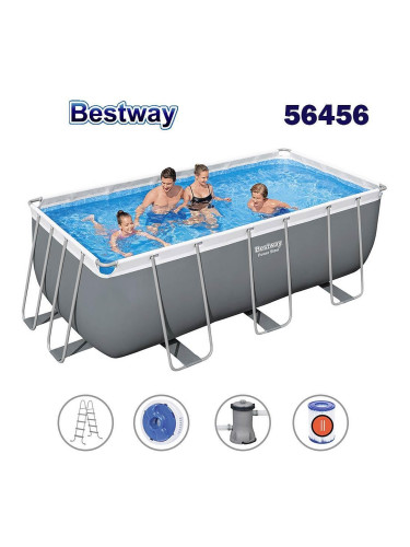 Басейн с конструкция, 412x201x122см, Bestway 56456 Power Steel, с филтър, стълба и диспенсър