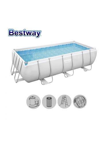 Басейн с метална конструкция, сглобяем, 404x201x100см, Bestway 56441 Power Steel Frame, с филтър, стълба и диспенсър