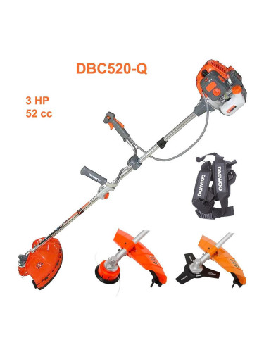 Тример бензинов DAEWOO DBC520-Q, 3 к.с., 52 cc, 45 см, разглобяем прът, с нож и корда