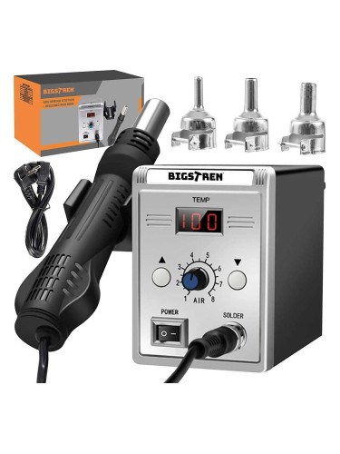 Станция за запояване с горещ въздух 100-450°C, 120L/min. 700W, BIGSTREN