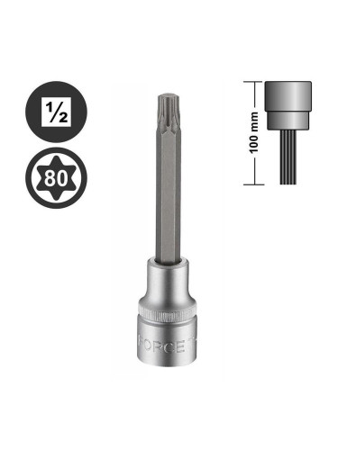 Вложка T80, 1/2", FORCE 34610080, с накрайник торкс