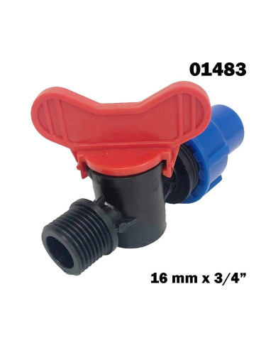 Кранче редуциращо за маркуч за капково напояване 16 мм x 3/4", (01483)