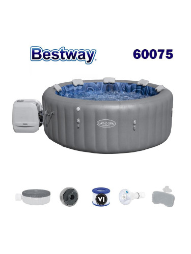 Джакузи надуваемо 216x80 см, Bestway 60075 Santorini Hydrojet Pro, с филтърна помпа, покривало и диспенсър