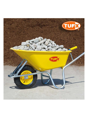 Индустриална строителна ръчна количка TUFX PE100, плътно колело PU, 100 л., 225 кг.