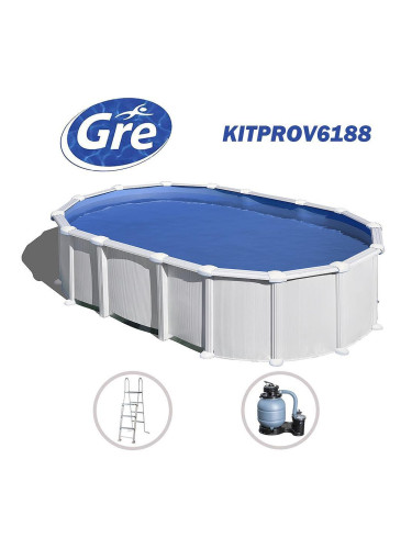 Басейн с твърди страници и конструкция, овален, 610x375x132 см, GRE KITPROV6188 Haiti, с филтърна помпа и стълба
