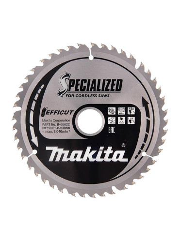Диск циркулярен за рязане на дърво, 190x30ммx45T, Makita B-68622 TCT Efficut