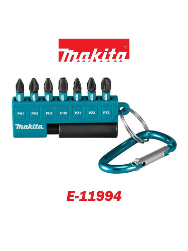 Битове с магнитен държач, 8 части, 25 мм, PH/PZ, Makita E-11994 Impact Black