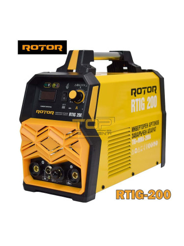 Аргонов заваръчен апарат с инверторен електрожен ROTOR RTIG-200, TIG/MMA, 10-200A, електроди 1.6-5 мм