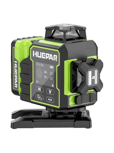 Нивелир лазерен линеен, Huepar W04CG, 20 м, зелен лъч, 16 проекции