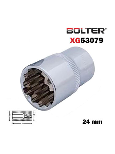 Вложка 24 мм, 1/2", дванадесетостен, BOLTER XG53079