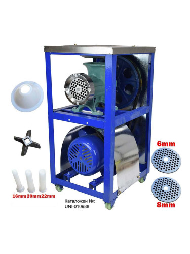 Месомелачка електрическа №32, 1500W, чугунена, със стойка, колелца, нож, решетки и метален плот, LUXE (010988)