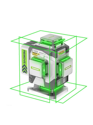 Нивелир лазерен линеен, Huepar Pro ZK04CG, 4D, 30/60 м, зелен лъч, 16 линии