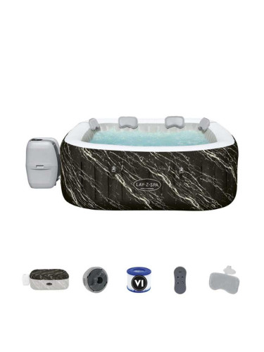 Джакузи надуваемо, 180x66 см, Bestway 6001F Lay-Z-Spa Hollywood Luxe, с филтърна система, дозатор за хлор, покривало, облегалки, LED светлини