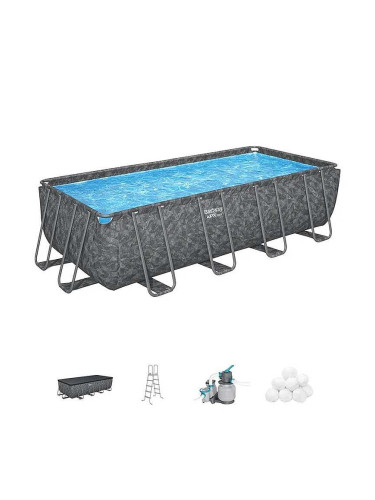Басейн с метална конструкция, сглобяем, 549x274x132 см, Bestway 561KA APX 365, с филтърна помпа, стълба и покривало